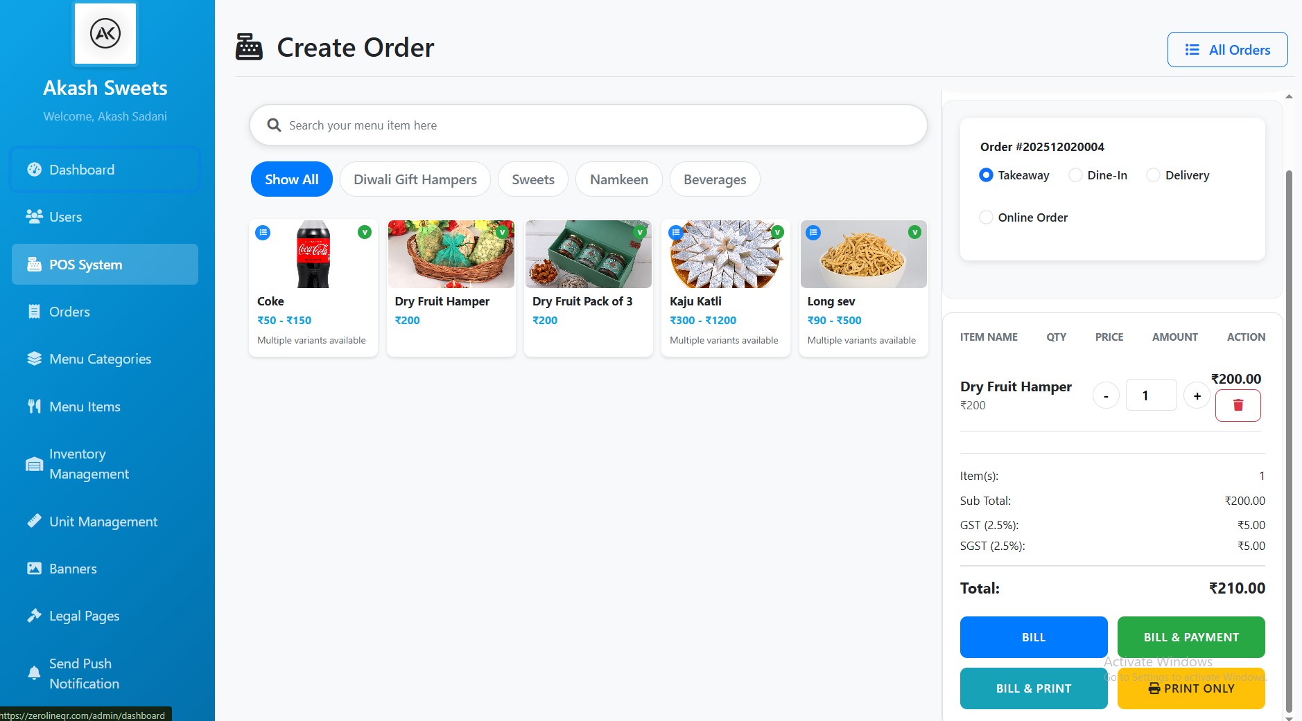 Desktop POS Dashboard